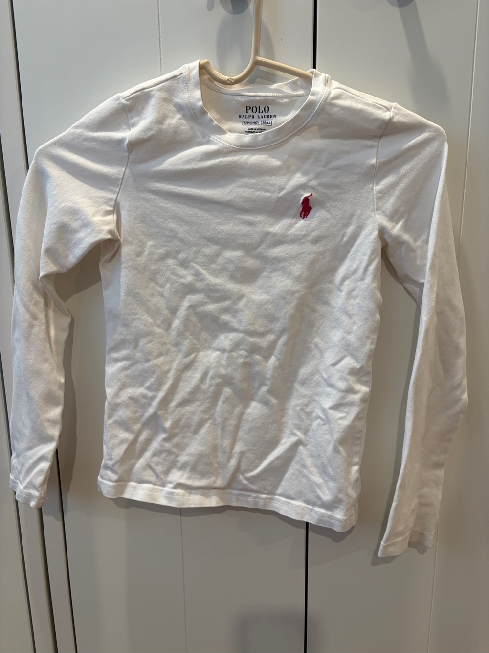 Polo by Ralph Lauren White Long-Sleeve Tee with Pink Pony